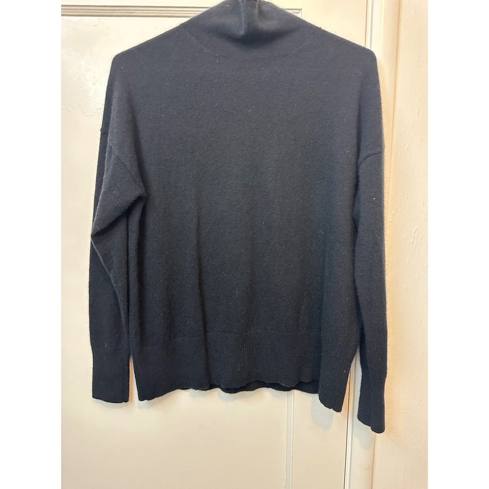 Nordstrom Womens XS Black 100% Cashmere Mock Neck Drop Shoulder Sweater RN58665